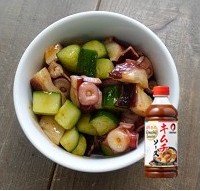 octopus and cucumber seasoned with kimchi